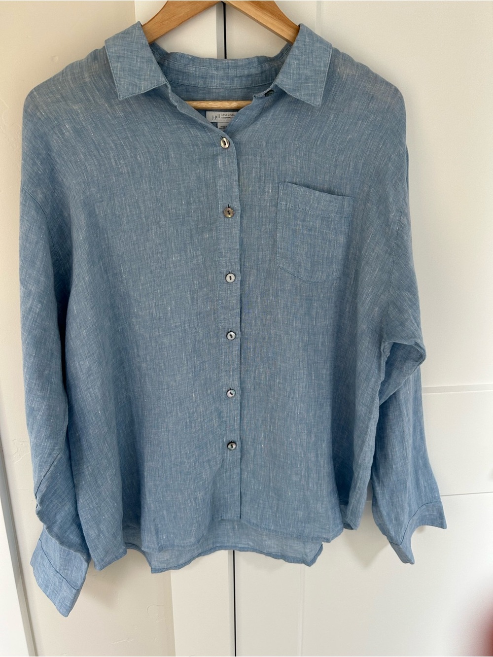 J. Jill Light Blue Linen Button-Down Shirt